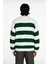 Erkek Basic Koleksiyon Uzun Kollu Rahat Çizgili Bisiklet Yaka Akrilik Oversize Triko Kazak 2