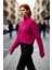 Kadın Modern Oversize Crop Dik Yaka Düşük Kol Kalın Triko Soğuk Hava Kazak Modeli Kaliteli 4