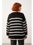 Kadın Relaxed Kalıp Çizgili Bisiklet Yaka Uzun Kol Triko Kazak Kış Sezonu Için Şık ve Konforlu 4