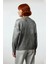 Kadın Oversize Basic Bisiklet Yaka Uzun Kollu Gri Triko Kazak Metalik Dokusuyla Şıklığı Yakala 4