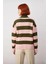 Kadın Oversize Çizgili Dik Yaka Düşük Kol Kalın Triko Kazak Kış Sezonu Için Rahat Şık Kombinler 4
