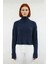 Kadın Oversize Super Crop Balıkçı Yaka Uzun Kollu Akrilik Triko Kazak Kışlık Günlük Şıklık 2