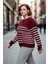 Kadın Çizgili Bisiklet Yaka Relaxed Kalıp Uzun Kollu Triko Kazak Günlük Şıklık ve Konfor Sunar 1