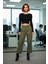 Kadın Fitted Super Crop Bisiklet Yaka Uzun Kollu Fitilli Triko Bluz Yan Detaylı Ilkbahar Sonbahar 3