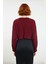 Kadın Bordo Oversize Kesim Fitilli Triko Crop Kazak Uzun Kollu Bisiklet Yaka Günlük Şıklık 2