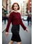Kadınlar Için Oversize Crop Bisiklet Yaka Fitilli Uzun Kollu Basic Akrilik Triko Kazak Ilkbahar 1
