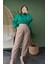 Balon Kol Dik Yaka Oversize Yeşil Triko Kazak 3