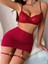 Kadın Bordo Etek Fantezi Jartiyer Sexy Gecelik Takım 2151 2