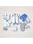 Minik Centilmen Ayı Nakışlı 10LU Zıbın Takımı Hastane Çıkışı Mavi 1