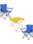 2 Adet Katlanır Kamp Sandalyesi ve Masa Seti - (DY.001) - Mavi/sarı - Plaj Sandalyesi 1