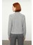 Kadın Cool Comfort Oversize Dik Yaka Triko Kazak Basic Rahat Kışlık Bordo Günlük Şıklığı Tamamlar 3