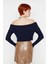 Kadınlara Özel Basic Fitted Kesim Uzun Kollu Crop Akrilik Triko Carmen Yaka Kazak Kaliteli 2