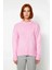 Kadın Pembe Oversize Dik Yaka Triko Kazak Günlük Kombinlerinizi Tamamlayan Sıcak ve Şık Parça 2