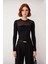 Kadın Bisiklet Yaka Fitted Kesim Transparan Ajurlu Detaylı Modern Triko Kazak Kaliteli Şık 1