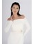 Balık Model Beyaz Straplez Abiye Elbise - El Işleme Kemerli Nikah-Nişan-Düğün-Kına-Özel Gün Seçimi 5