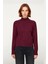Kadın Cool Comfort Oversize Dik Yaka Triko Kazak Basic Rahat Kışlık Bordo Günlük Şıklığı Tamamlar 2