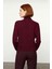 Kadın Cool Comfort Oversize Dik Yaka Triko Kazak Basic Rahat Kışlık Bordo Günlük Şıklığı Tamamlar 3