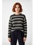 Kadınlara Özel Oversize Çizgili Triko Kazak Bisiklet Yaka Uzun Kollu Kış Stiline Modern Dokunuş 1
