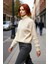 Kadın Basic Oversize Düşük Uzun Kollu Crop Fermuarlı Dik Yaka Triko Kazak Kışlık Rahat Stiller 3