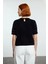 Kadın Modern Kısa Kol Nakış Detaylı Bisiklet Yaka Crop Triko Kazak Cool Comfort Stilinizi Tamamlayın 3