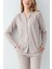 3426 Kadın Beyaz Uzun Kollu Önden Düğmeli Gömlek Pijama Takımı 3