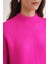 6849 Kadın Dikişsiz Dik Yaka Triko Kazak Fuşya 5