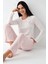 9085 Kadın Beyaz Uzun Kollu Yuvarlak Yaka Pijama Takımı 1