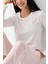 9085 Kadın Beyaz Uzun Kollu Yuvarlak Yaka Pijama Takımı 3