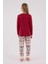 3452G Kız Çocuk Kırmızı Uzun Kollu Kış Temalı Garson Pijama Takımı 4