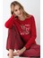 3514 Kadın Kırmızı Uzun Kollu Kış Temalı Pijama Takımı 3