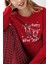 3514 Kadın Kırmızı Uzun Kollu Kış Temalı Pijama Takımı 4