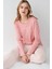 3417 Kadın Pembe Uzun Kollu Bisiklet Yaka Pijama Takımı 1