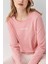 3417 Kadın Pembe Uzun Kollu Bisiklet Yaka Pijama Takımı 3