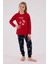 3450C Kız Çocuk Kırmızı Uzun Kollu Kış Temalı Pijama Takımı 1