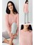 9050 Kadın Somon Uzun Kollu Yuvarlak Yaka Pijama Takımı 1