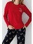 3450 Kadın Kırmızı Uzun Kollu Kış Temalı Pijama Takımı 3