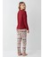 3452 Kadın Kırmızı Uzun Kollu Kış Temalı Pijama Takımı 5
