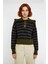 Kadın Casual Crop Regular Kalıp Triko Kazak Devrik Yaka Çizgili Düşük Kollu Soğuk Havalar Için 2