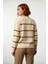 Kadın Geniş Kalıp Çizgili Kışlık Triko Kazak Rahat Bisiklet Yaka Düşük Kollu Konforlu Tasarım 2
