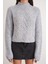6855 Kadın Dik Yaka Saç Örgülü Triko Kazak Gri 6