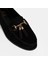 Kadın Siyah Püskül Aksesuarlı Süet Loafer 6