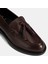 Kadın Bordo Püskül Detaylı Deri Loafer 6