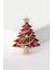 Yılbaşı Detaylı Kırmızı Yılbaşı Ağacı Taşlı Yaka Iğnesi Broş 2