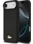 iPhone 17 Air Uyumlu Kılıf Lacoste Lisanslı M-Safe Şarj Özellikli Pu Deri Metal Logolu Kapak Siyah 1