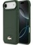 iPhone 17 Air Uyumlu Kılıf Lacoste Lisanslı M-Safe Şarj Özellikli Pu Deri Metal Logolu Kapak Yeşil 1