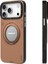iPhone 17 Pro Max Kılıf M-Safeli Standlı Basit Mat Deri Youngkit Tech Leather Seri Kapak Kahverengi 4