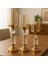 Modern Altın Cam Şamdan 3’lü Set Kristal Silindirik Tasarım Salon Yemek Masası Dekoratif Mumluk 1