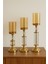 Modern Altın Cam Şamdan 3’lü Set Kristal Silindirik Tasarım Salon Yemek Masası Dekoratif Mumluk 3