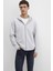 Erkek Fermuarlı Kapüşonlu Sweatshırt Gri Melan 0S10312-80018 1