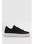 Siyah Hakiki Deri Bağcıklı Erkek Sneaker Anton M 1